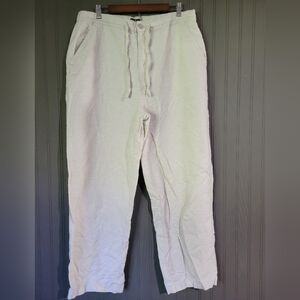 Boca Classics Linen Blend Pants Mens XL Beige Drawstring Flat Front Casual